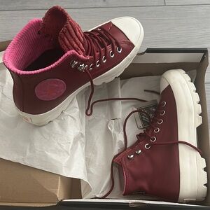 Converse High-Top Sneakers - Burgundy and Pink